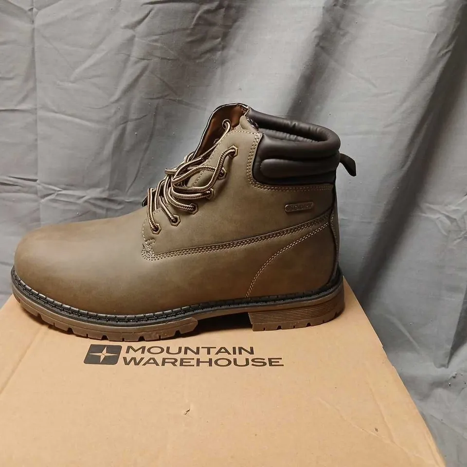 MOUNTAIN WAREHOUSE GORGE CASUAL WATERPROOF OUTDOOR THERMAL BOOTS – UK 12, LIGHT BROWN