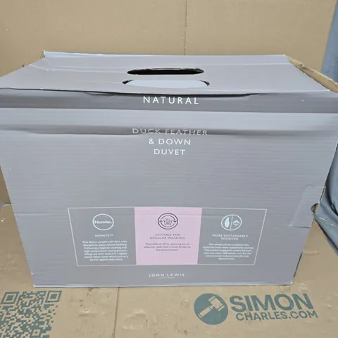 BOXED JOHN LEWIS DUCK FEATHER & DOWN DUVET SINGLE 4.5TOG