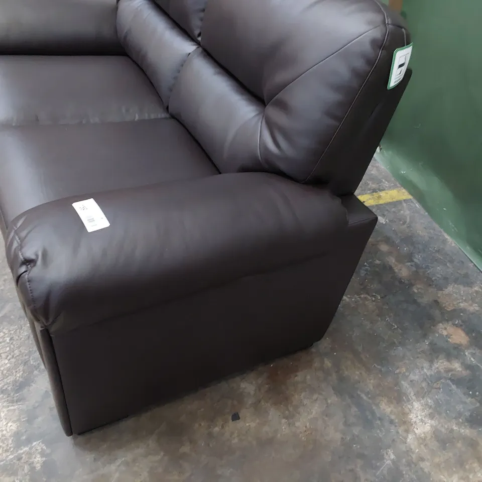 DESIGNER TWO SEATER SOFA BROWN LEATHER 