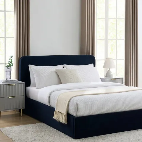 BOXED DUSK ASCOT OTTOMAN STORAGE BED - MIDNIGHT NAVY // SIZE: 6FT SUPERKING (2 BOXES)