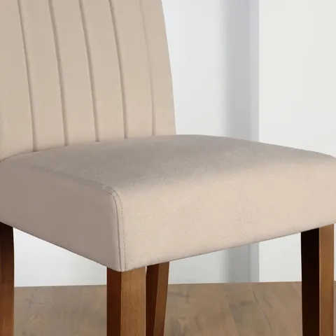 BOXED SALISBURY DINING CHAIR - BEIGE CLASSIC PLUSH FABRIC & DARK SOLID HARDWOOD