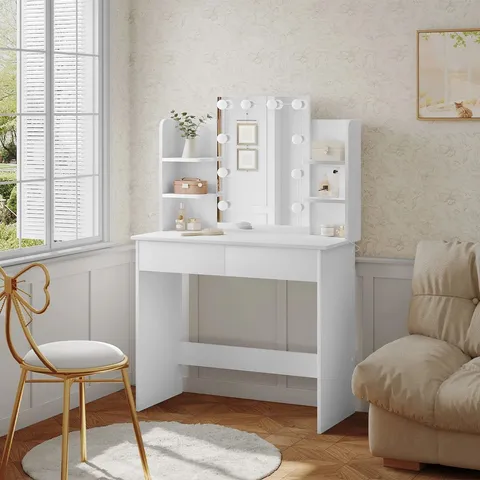 BOXED BELUA DRESSING TABLE WITH MIRROR - WHITE (1 BOX)