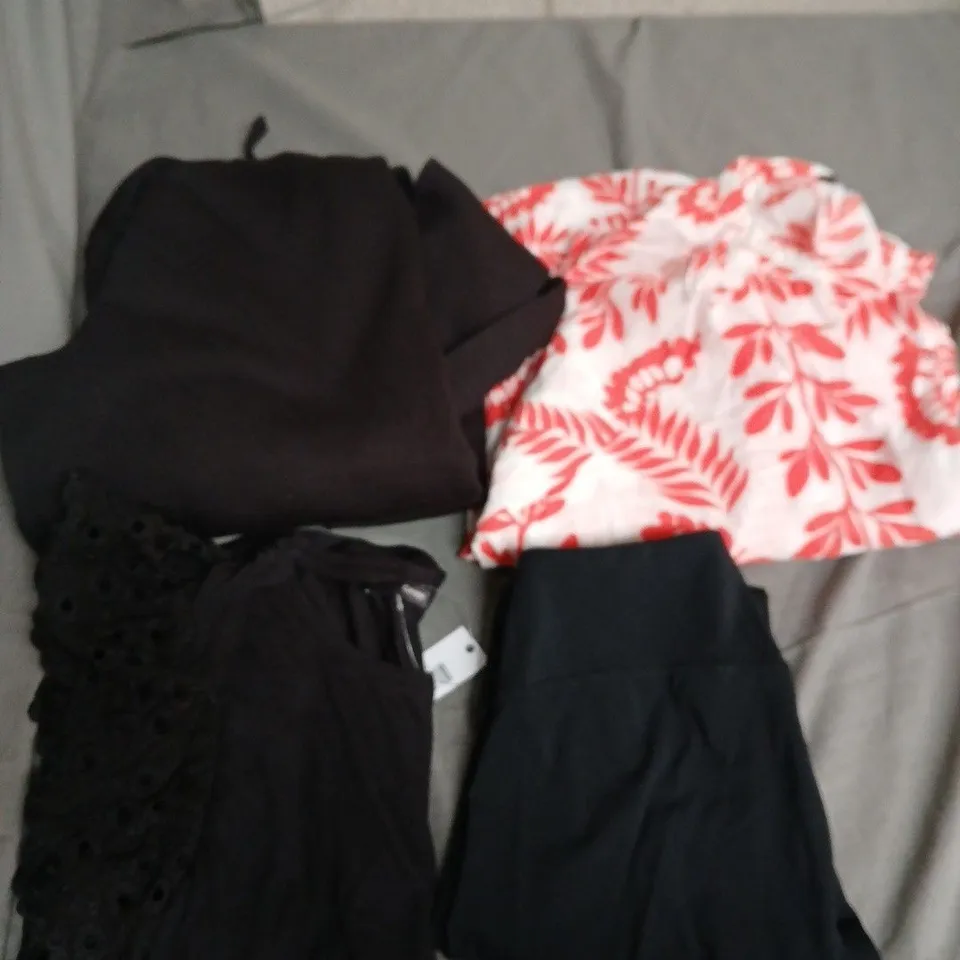 APPROXIMATELY 20 ASSORTED CLOTHING PRODUCTS IN VARIOUS STYLES & SIZES TO INCLUDE PANTS, T-SHIRTS, DRESSES ETC
