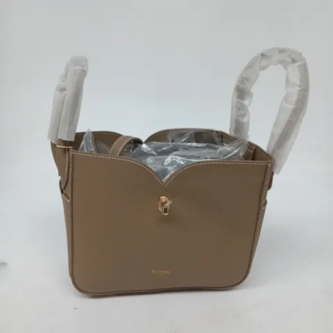 MI BOLSA LONDON BEIGE PEBBLED LEATHER HANDBAG