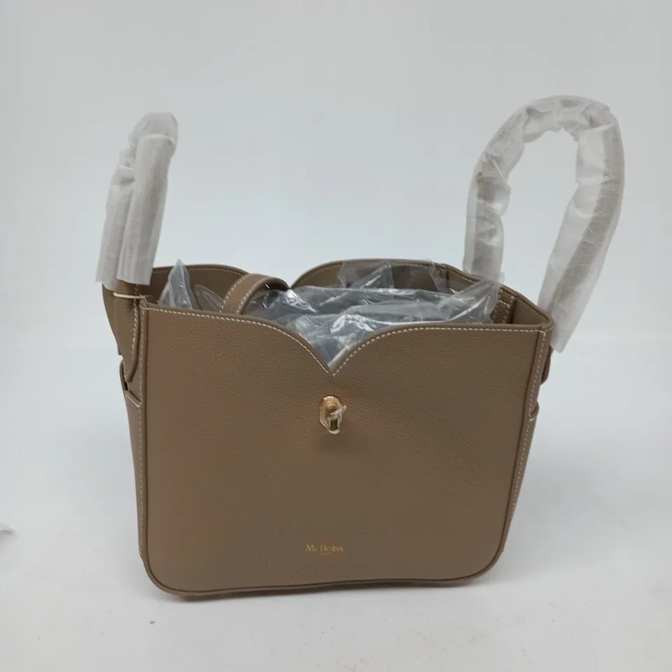 MI BOLSA LONDON BEIGE PEBBLED LEATHER HANDBAG
