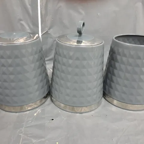 TOWER SOLITAIRE SET OF 3 GREY STORAGE CANISTERS