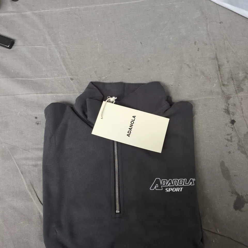 ADANOLA SPORT OVERSIZED FUNNEL NECK ZIP SWEATSHIRT – GRAPHITE GREY, SIZE M (A-FUNNEL-GRAPHITE-M)