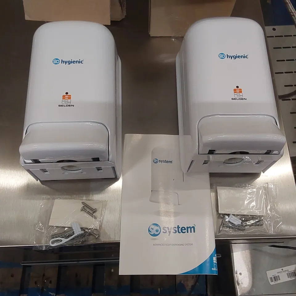 PAIR OF BOXED SO HYGIENIC ADVANCED SOAP DISPENSING SYSTEMS 