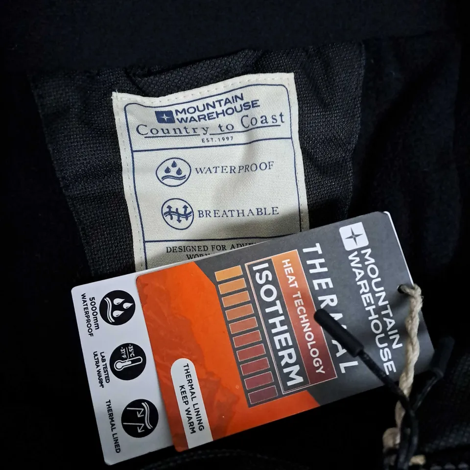MOUNTAIN WAREHOUSE GORGE II WATERPROOF LONG JACKET IN BLACK - 4XL