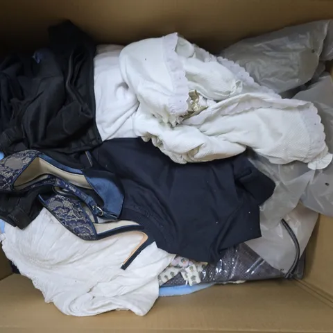 APPROXIMATELY 20 ASSORTED CLOTHING ITEMS IN VARIOUS SIZES, STYLES & COLOURS TO INCLUDE BRANDS SUCH AS BOSS, GEORGE, OHS, ETC - COLLECTION ONLY