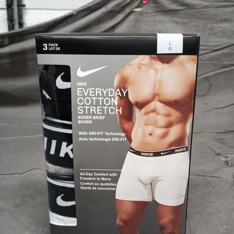 NIKE EVERYDAY COTTON STRETCH BOXER BRIEFS 3-PACK – MEN'S BOXER BRIEFS, SIZE L