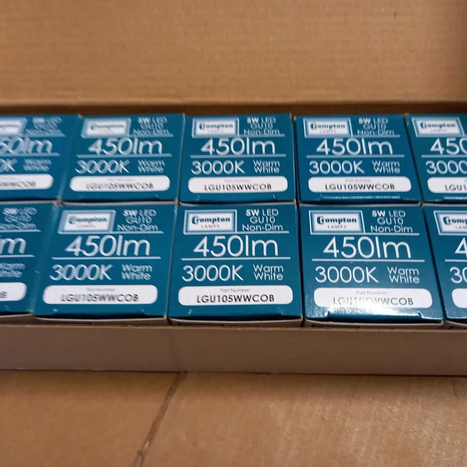 LOT OF 10 CROMPTON LAMPS LED GU10 NON DIM 5W WARM WHITE LIGHT BULBS