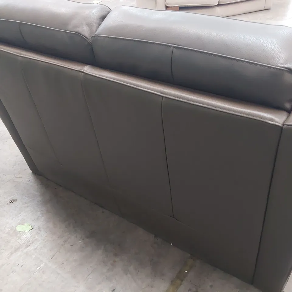 DESIGNER TWO SEATER SOFA GREY LEATHER 