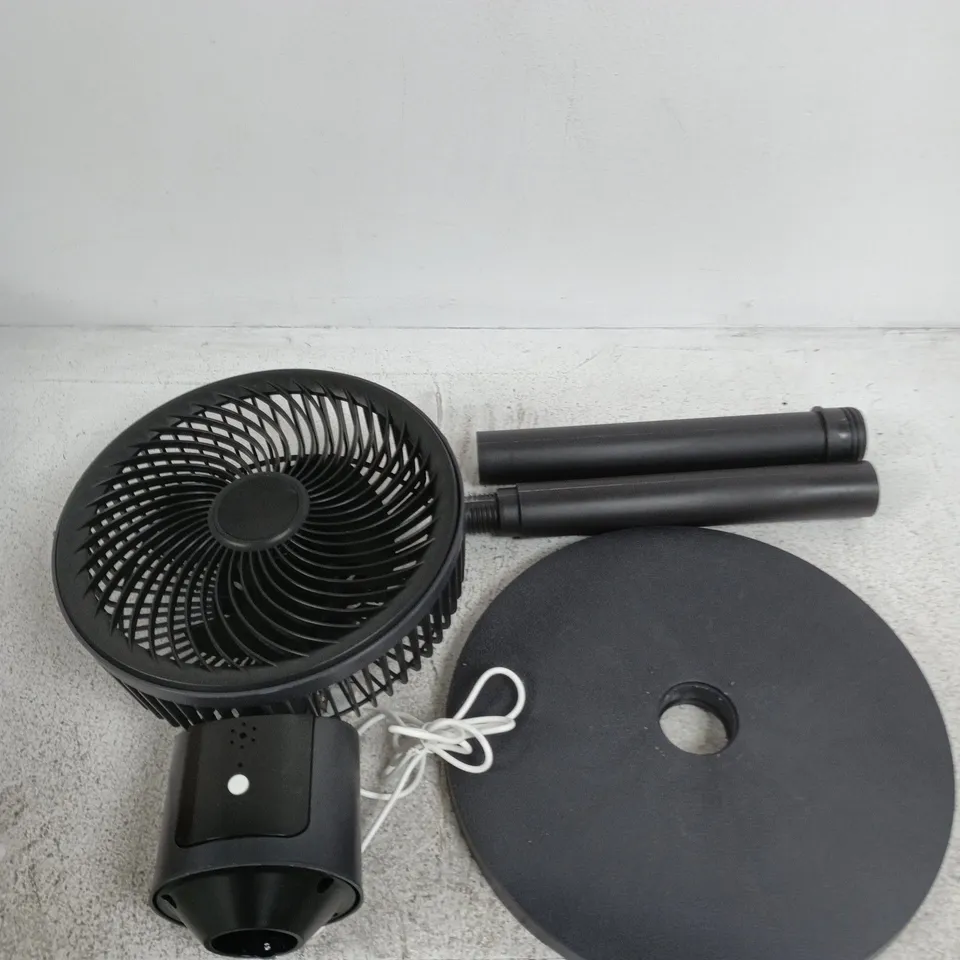 BLACK DESK FAN WITH ROUND BASE AND STAND – CORDED