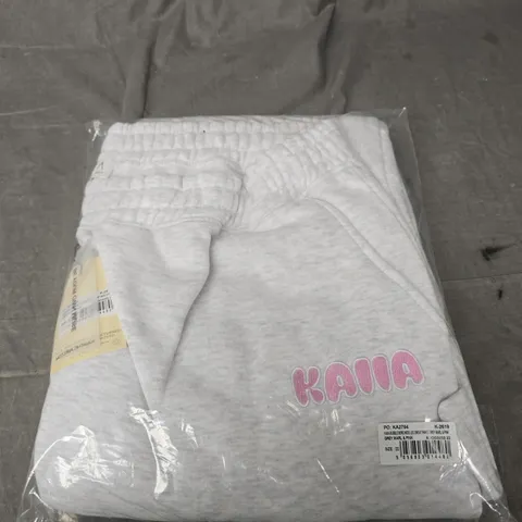 KAIIA BUBBLE BORG WIDE LEG SWEAT PANTS IN GREY MARL & PINK - 22