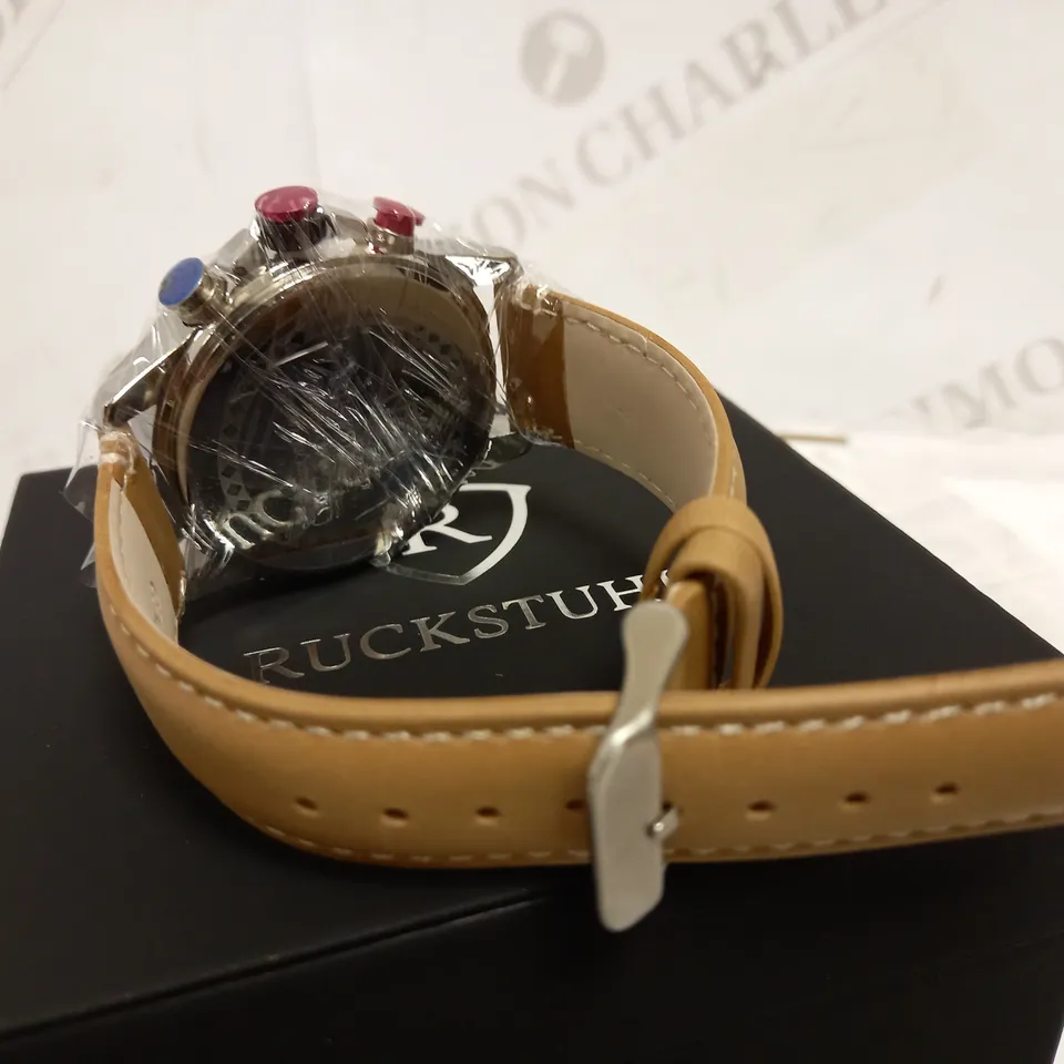 RUCKSTUHL TRIPLE DIAL LEATHER STRAP WRISTWATCH RRP £560