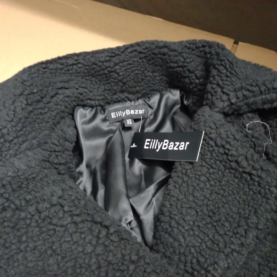 EILLY BLAZER BLACK BORG LONGLINE COAT - XS