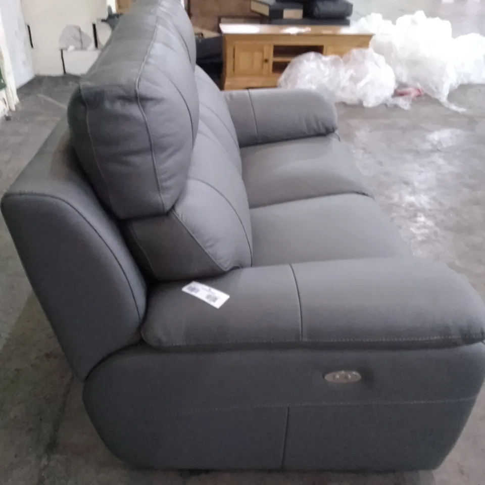 QUALITY ITALIAN DESIGNER PATRIZIO 2 SEATER ELETRIC RECLINER SOFA - GREY ANTHRACITE LEATHER