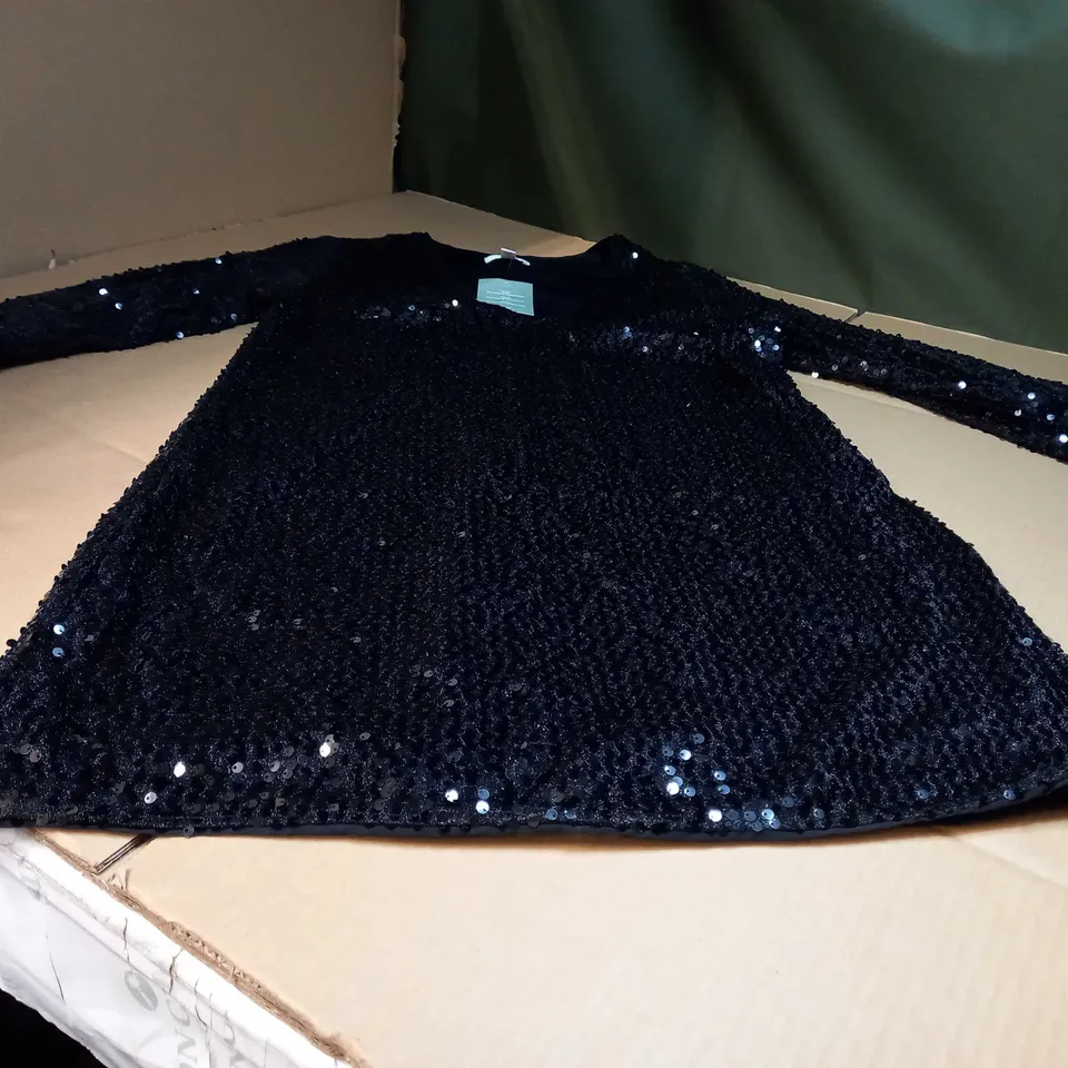 H&M BLACK SEQUIN MINI DRESS - MEDIUM