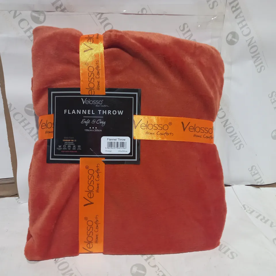 VELOSSO FLANNEL THROW 150 X 200CM - ORANGE