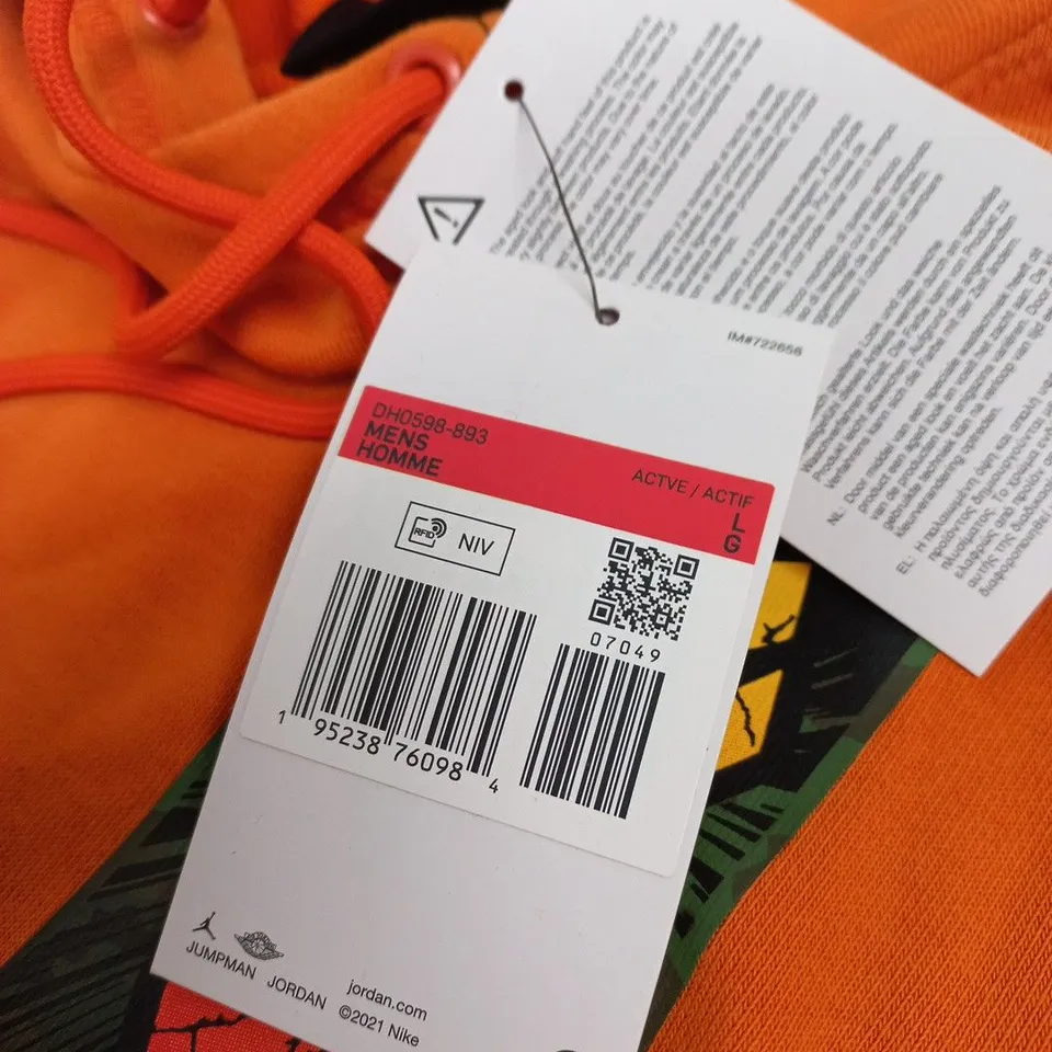 ORANGE JORDAN JUMPMAN HOODIE – MENS, WITH TAGS