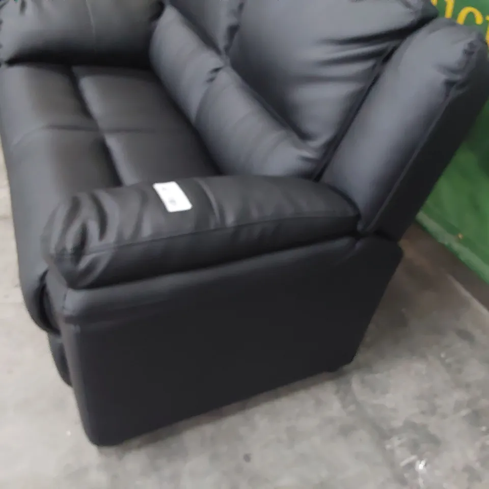 DESIGNER TWO SEATER SOFA BLACK FAUX LEATHER 