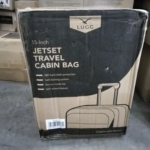 BOXED 15 INCH JET-SET TRAVEL CABIN BAG CREAM WITH BROWN
