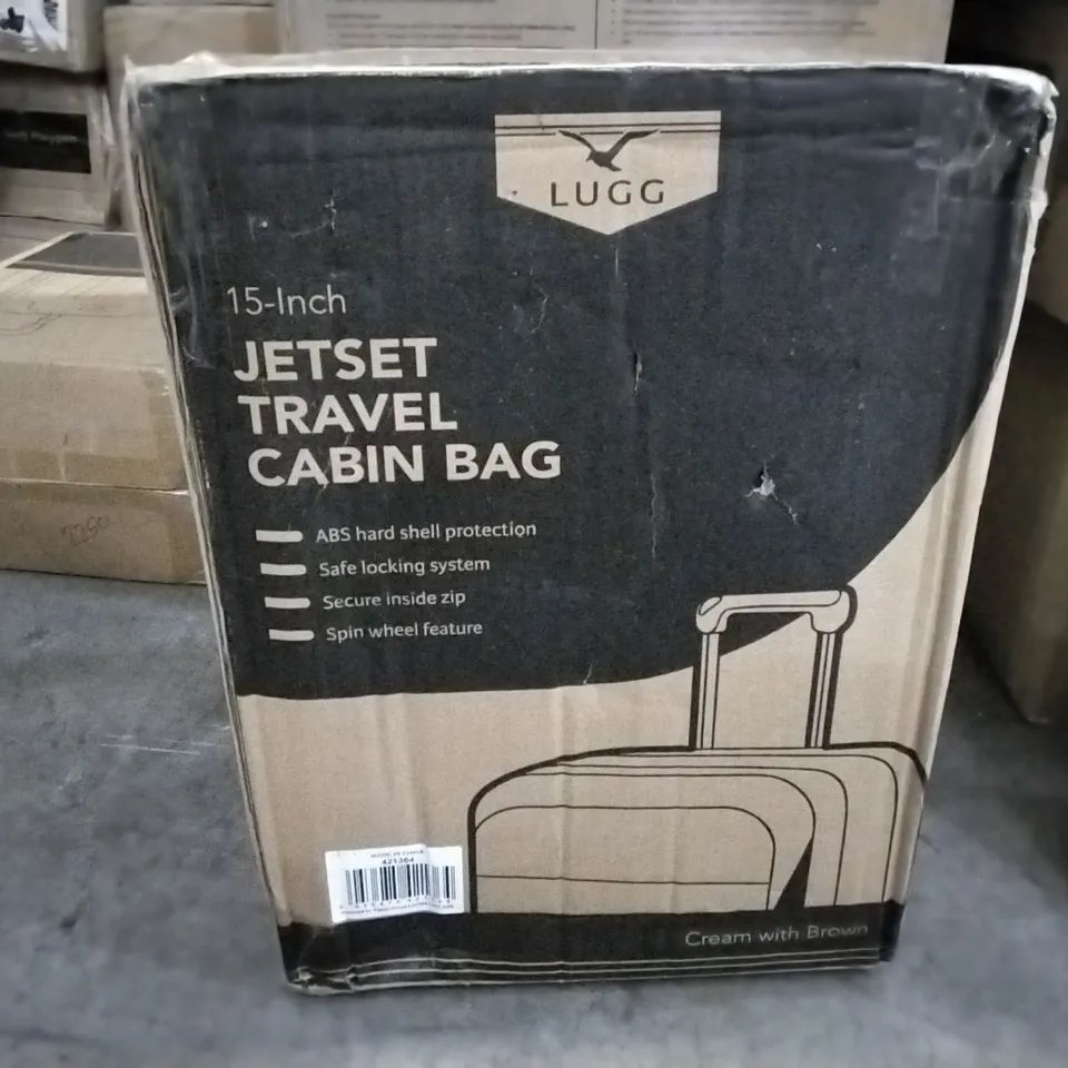 BOXED 15 INCH JET-SET TRAVEL CABIN BAG CREAM WITH BROWN
