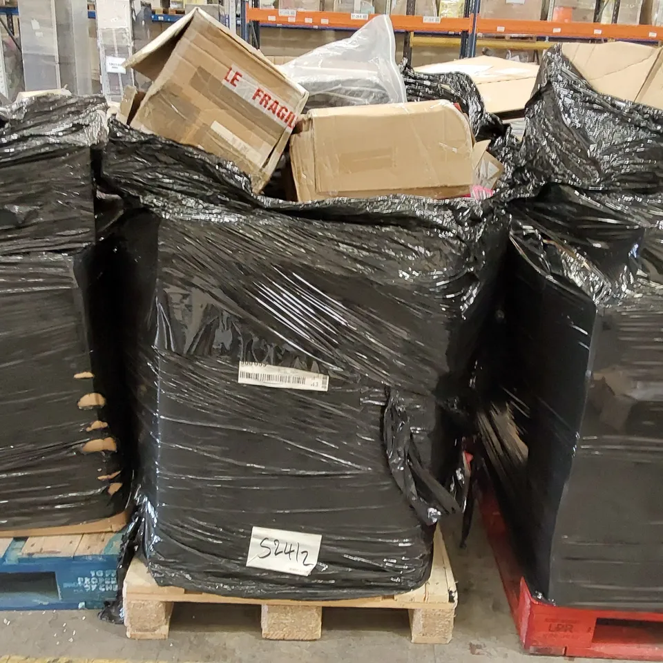 PALLET OF ASSORTED ITEMS INCLUDING: PHOTOGRAPHY LIGHTING UMBRELLA, BONSAII PAPER SHREDDER, KID'S TOY WATCHES, KINESIOLOGY SPORTS TAPE, UNIVERSAL MOTORCYCLE SEAT ECT.