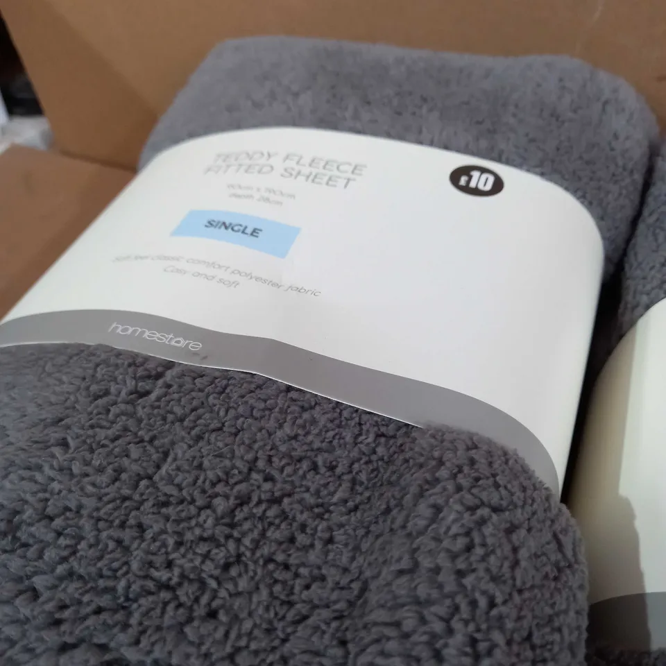 HOMESTORE TEDDY FLEECE FITTED SHEET SINGLE x2