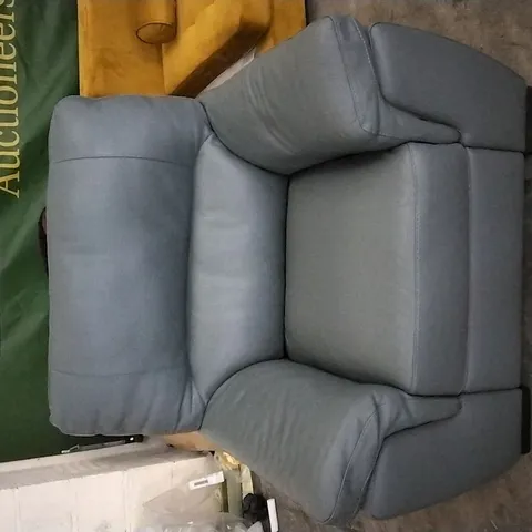 QUALITY ITALIAN DESIGNER VIRGILIO PETROL BLUE LEATHER ARMCHAIR