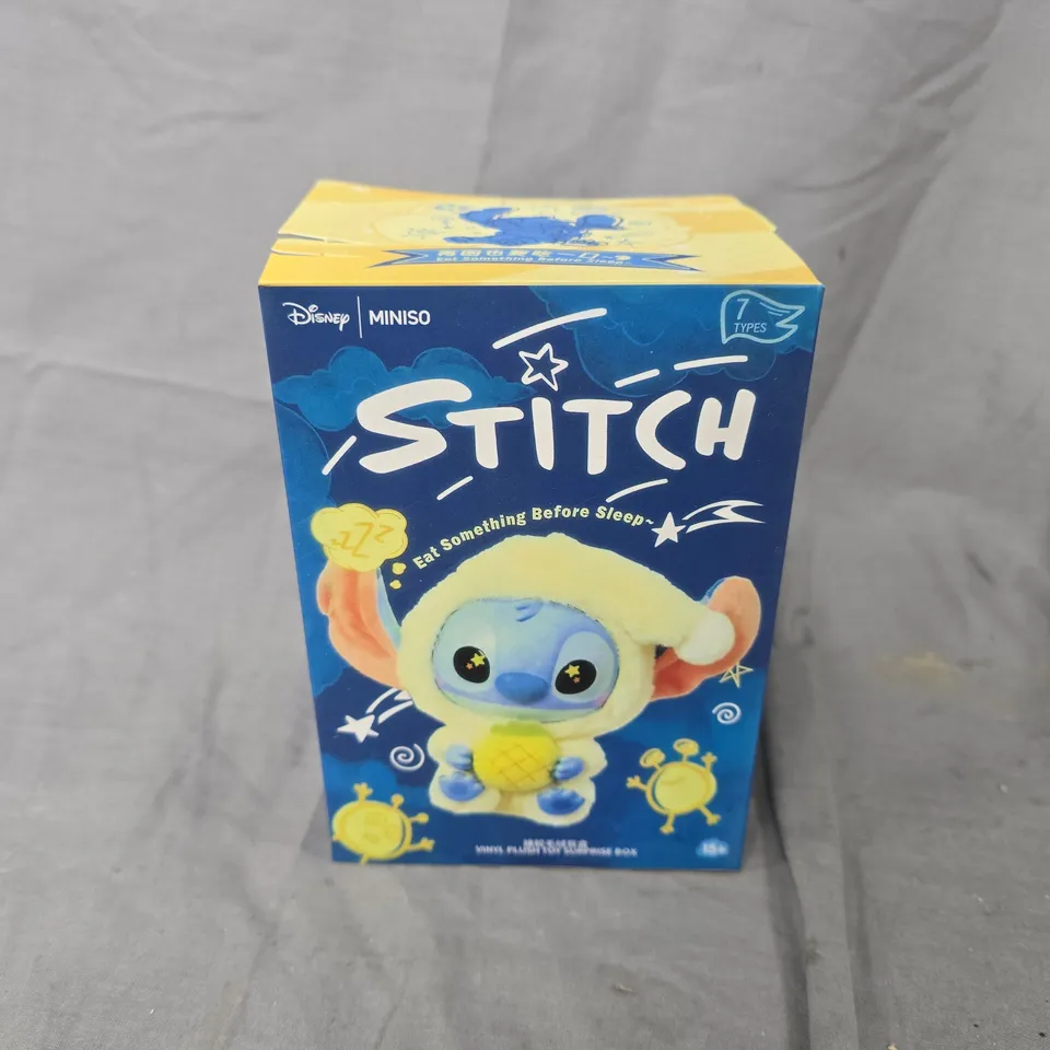 BOXED MINISO DISNEY STITCH EAT SOMETHING BEFORE SLEEP COLLECTION VINYL FACE PLUSH BLIND BOX 