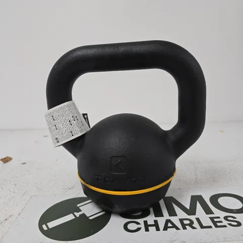 KETTLEBELL – 12 KG, BLACK WITH YELLOW BASE RING