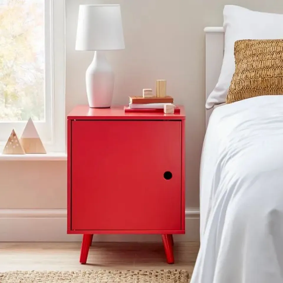 KIDS RED BEDSIDE STORAGE CABINET