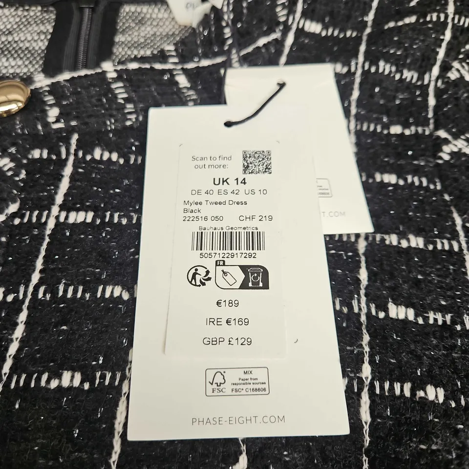 PHASE EIGHT MYLEE TWEED DRESS - SIZE 14