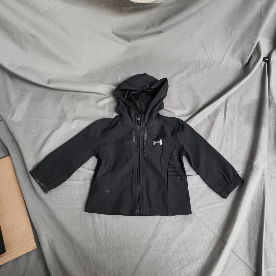 UNDER ARMOUR BABY JACKET, BLACK, HOODED, 6-9 MONTHS