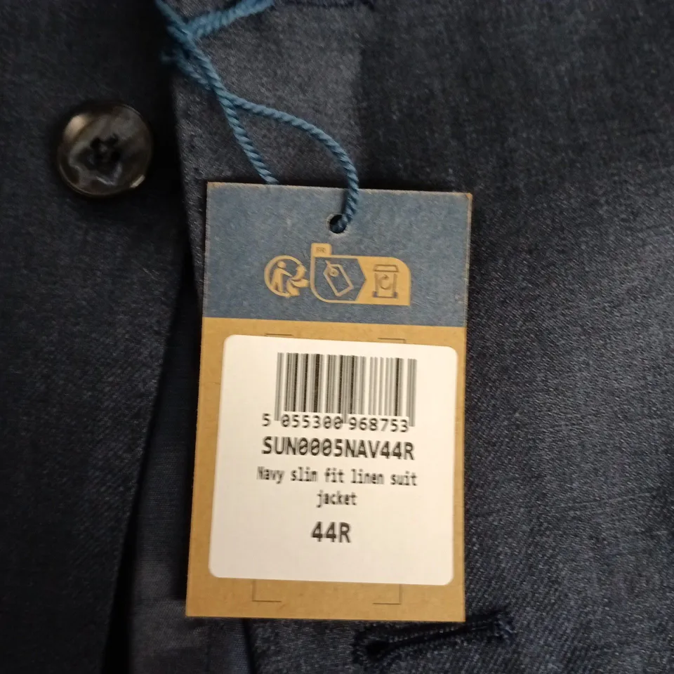 CHARLES TYRWHITT NAVY LINEN SLIM-FIT SUIT JACKET, 44R