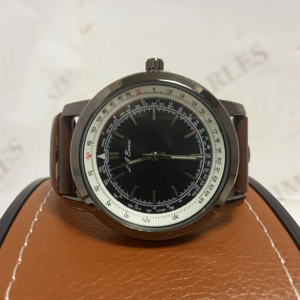 LA BANUS COFFEE COLOUR LEATHER STRAP WRISTWATCH  RRP £500