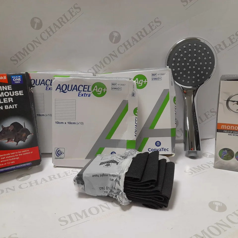 LOT OF APPROX 12 ASSORTED HOUSEHOLD ITEMS TO INCLUDE RODENT KILLER, SHOWER GELS, MONOCULAR, ETC