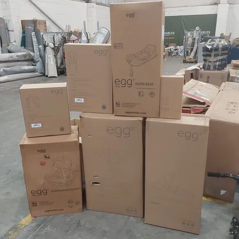 BOXED EGG³ STROLLER SET, GUN METAL & OLIVE BLACK - INCLUDING STROLLER, CARRYCOT, CAR SEAT WITH BASE, PRAM ACCESSORIES (4 BOXES)