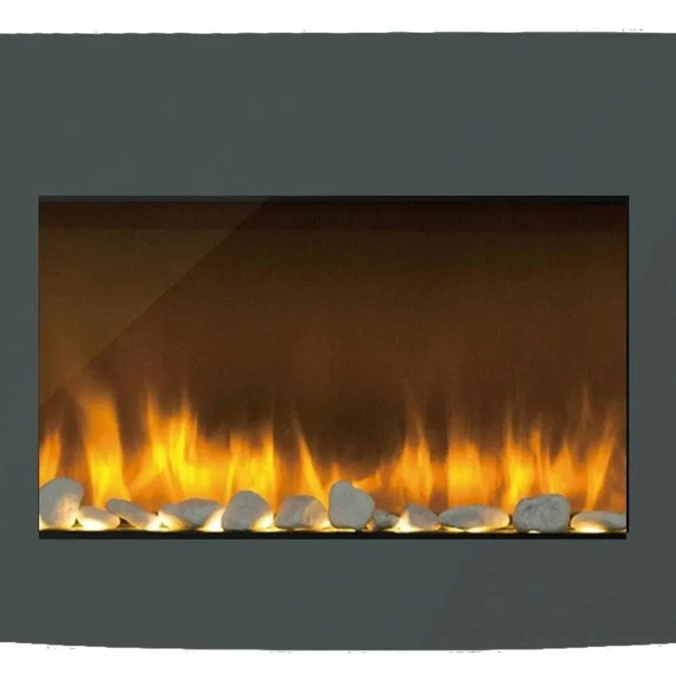 BRAND NEW BOXED CATA INNOCENTI ICONCV890GY 35 INCH WALL MOUNTED CURVA ELECTRIC FIREPLACE LAVA GREY REMOTE
