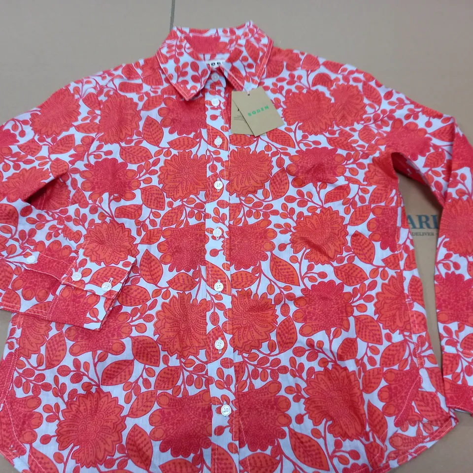 BODEN ORANGE LONG SLEEVE SHIRT - UK 8P