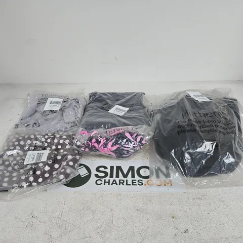 BOX OF APPROXIMATELY 20 ASSORTED CLOTHING ITEMS TO INCLUDE BLACK JACKET, GREY JUMPER, BROWN/CREAM BEACH DRESS ETC