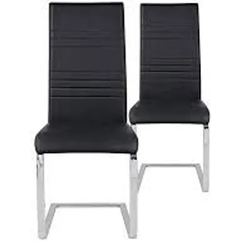 BOXED PAIR OF JET BLACK FAUX LEATHER CHAIRS (1 BOX)