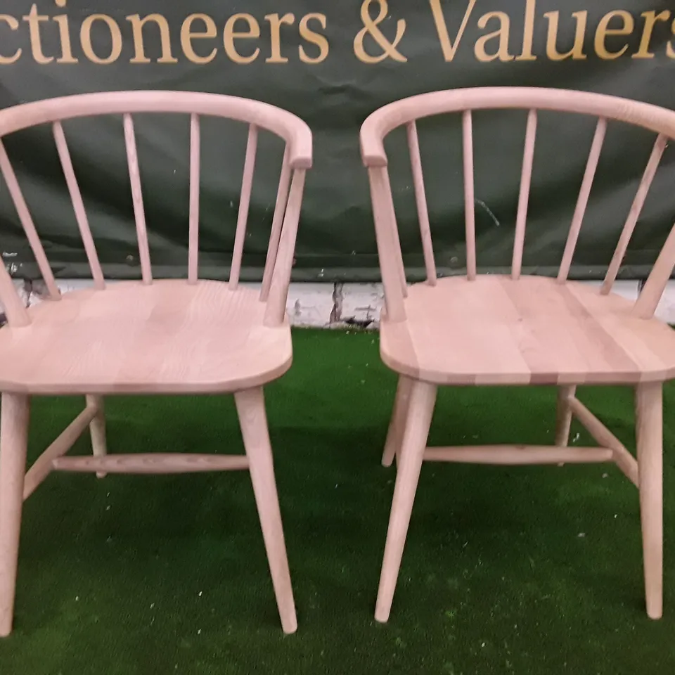 SET OF 2 BOXED OAK DINING CHAIRS