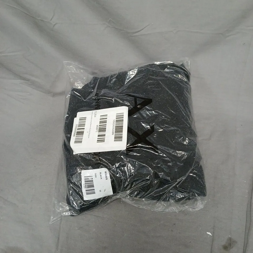 AX PARIS CURVE SPARKLE LONG SLEEVE RUCHED BODYCON DRESS – BLACK, UK SIZE 22. BAGGED