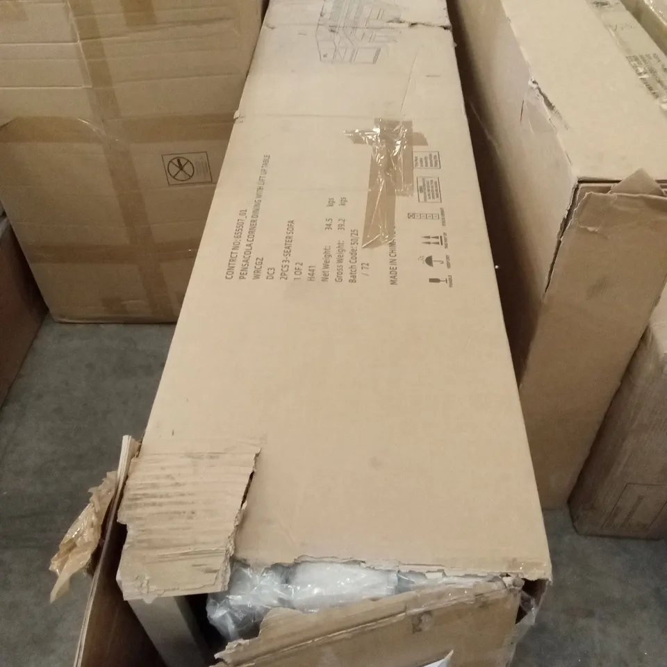 BOXED PENSACOLA OUTDOOR CORNER DINING SOFA // SOFA PARTS ONLY (1 BOX)
