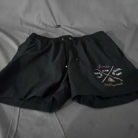 AMIRI BLACK EMBROIDERED SWIMMING SHORTS – MEN'S - LARGE