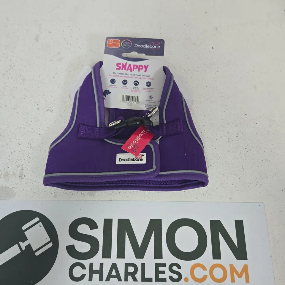 DOODLEBONE SNAPPY DOG HARNESS – PURPLE, SIZE 2 (41–46 CM CHEST)