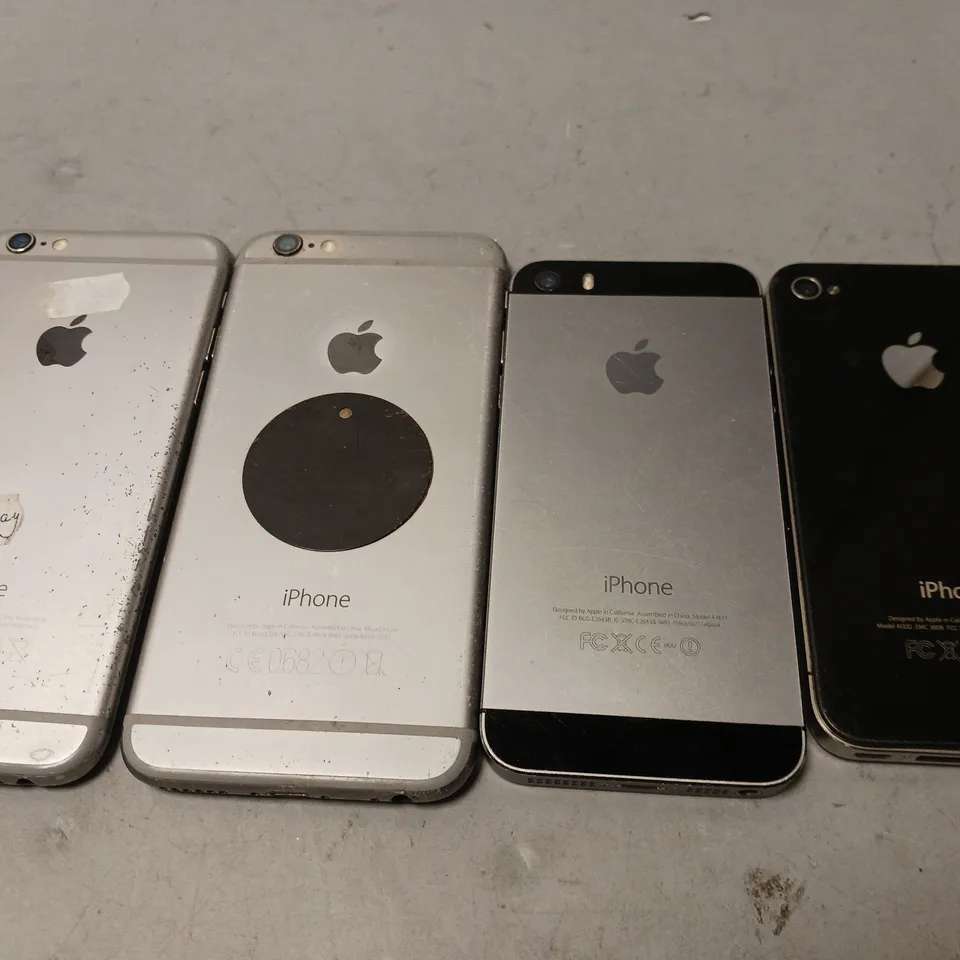 LOT OF 4 ASSORTED APPLE IPHONE MOBILE PHONES